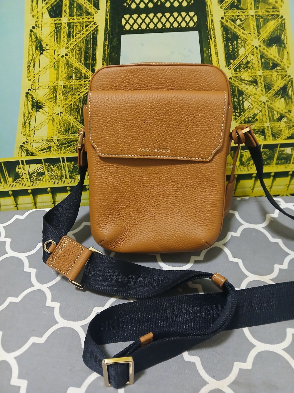 Maison De SABRE Tan Pebbled Leather Crossbody Bag